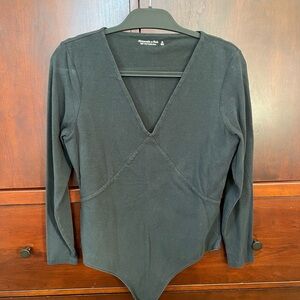 Abercrombie & Fitch Charcoal V-Neck Bodysuit